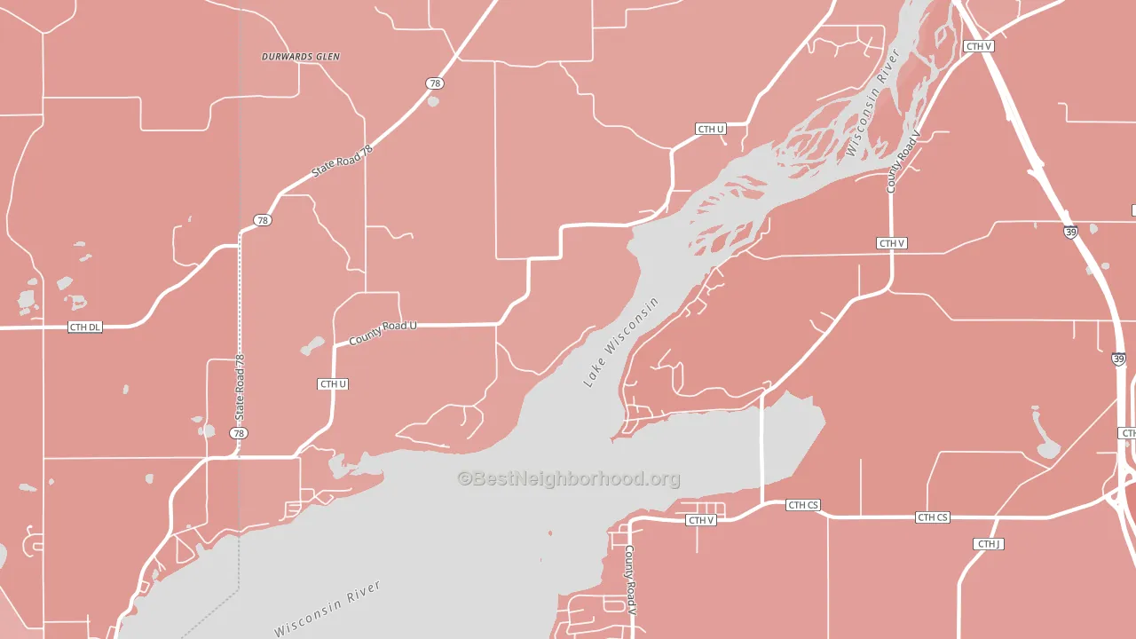 Okee, WI block-group political-lean map