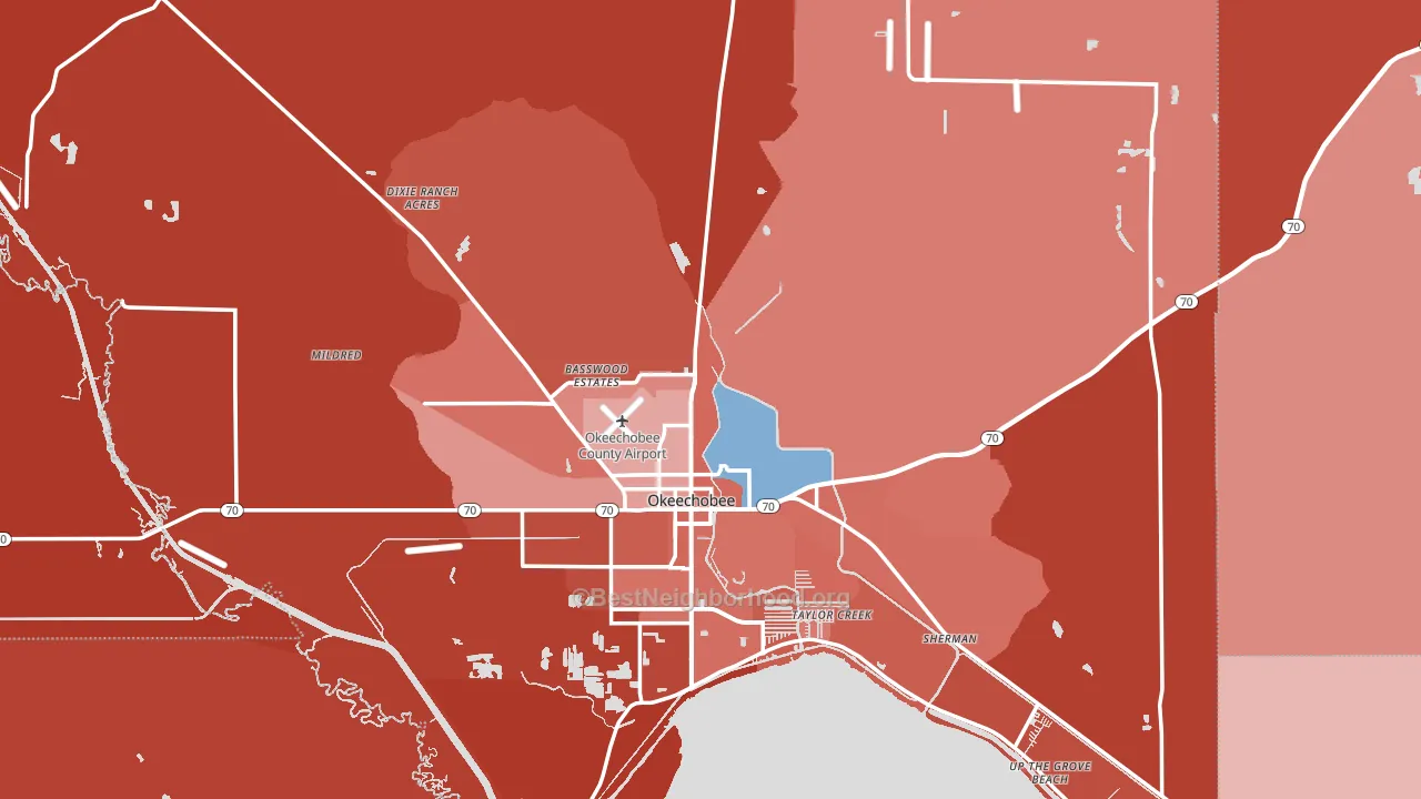 Okeechobee County, FL block-group political-lean map