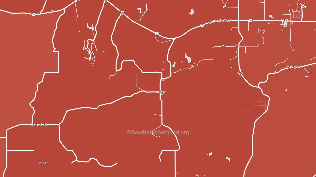 Okesa, OK block-group political-lean map
