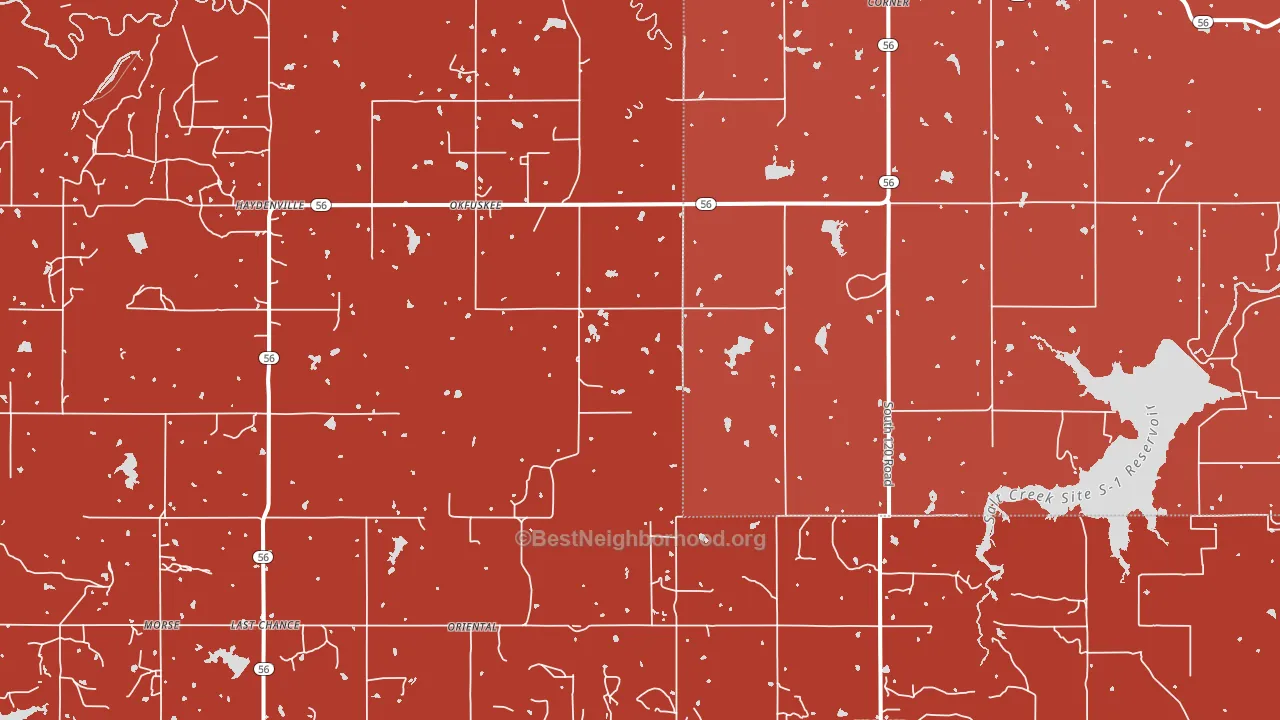 Okfuskee, OK block-group political-lean map