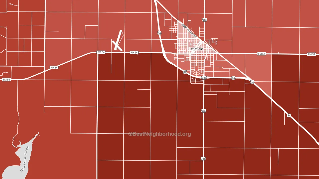 Oklahoma Flat, TX block-group political-lean map