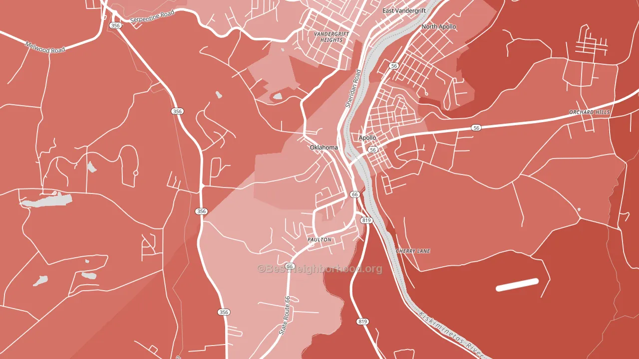 Oklahoma, PA block-group political-lean map