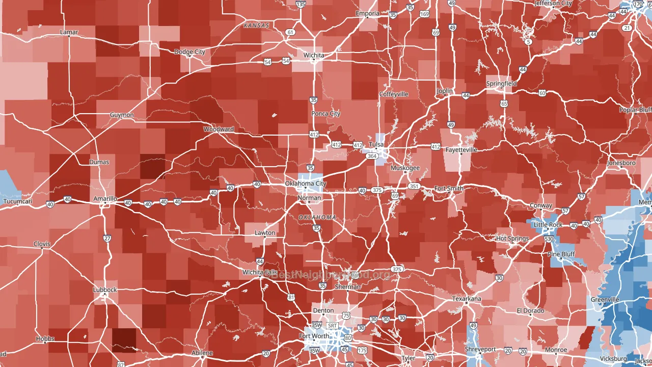 Oklahoma block-group political-lean map