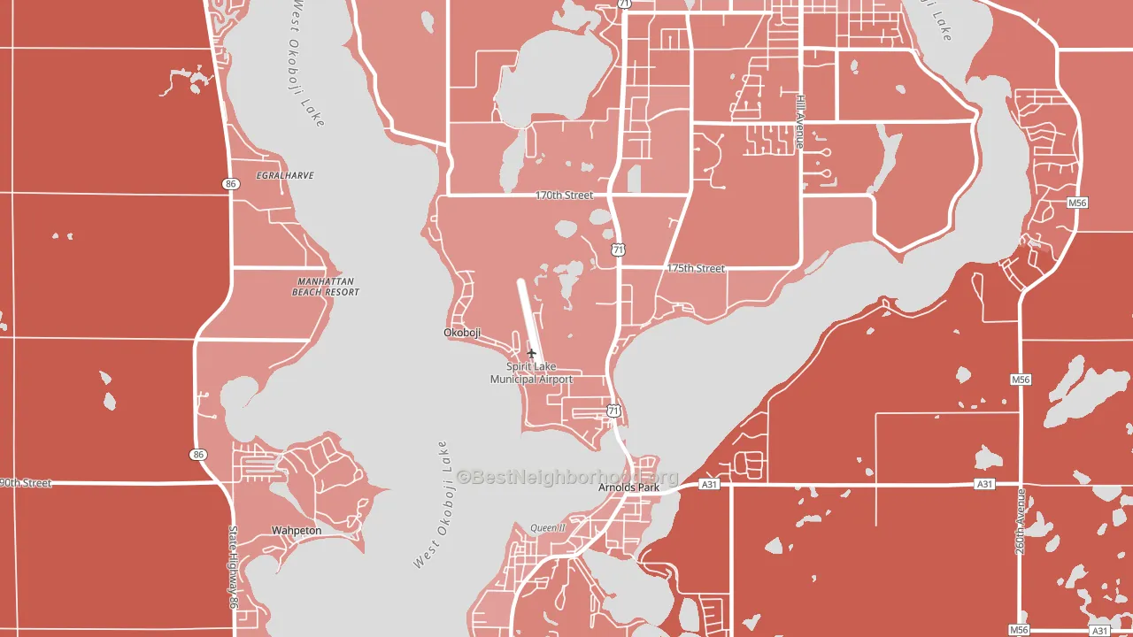 Okoboji, IA block-group political-lean map