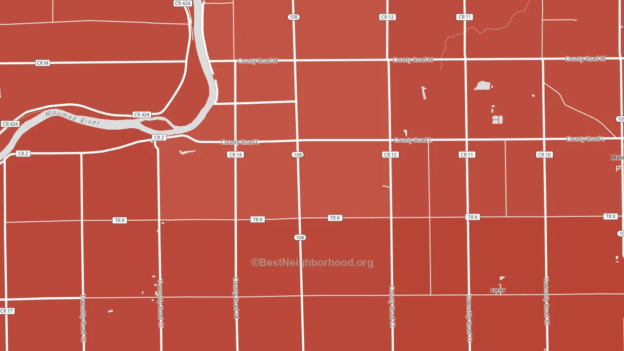 Okolona, OH block-group political-lean map