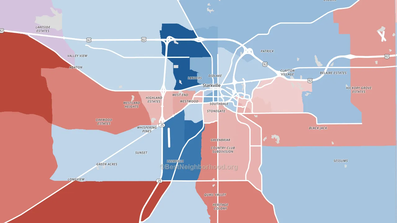 Oktibbeha County, MS block-group political-lean map