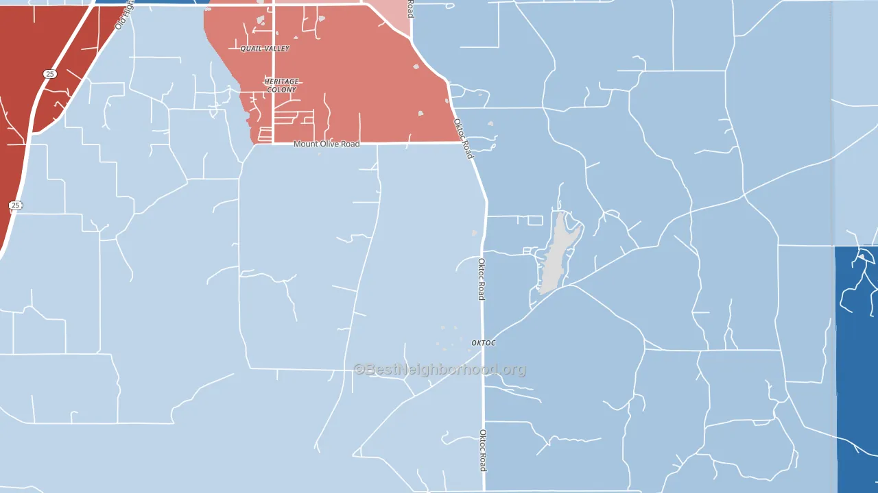 Oktoc, MS block-group political-lean map