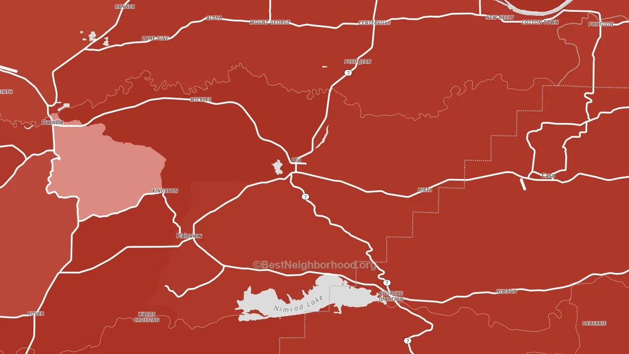 Ola, AR block-group political-lean map