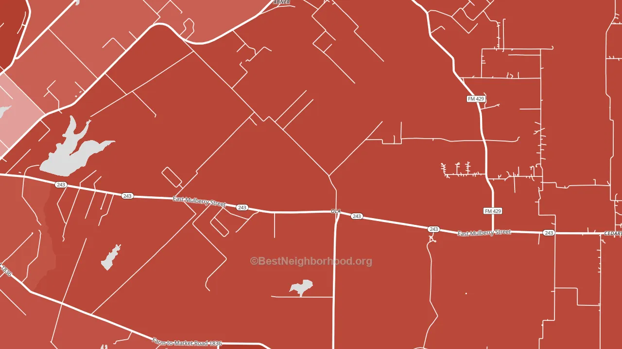 Ola, TX block-group political-lean map