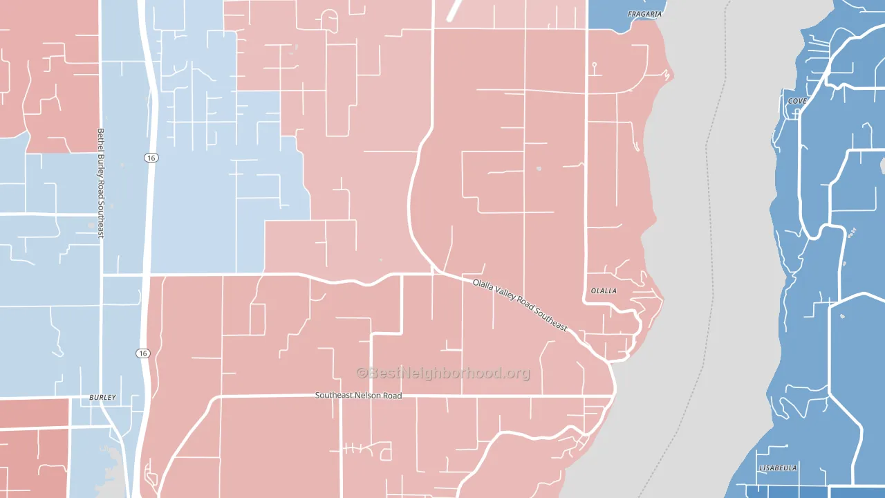 Olalla, WA block-group political-lean map