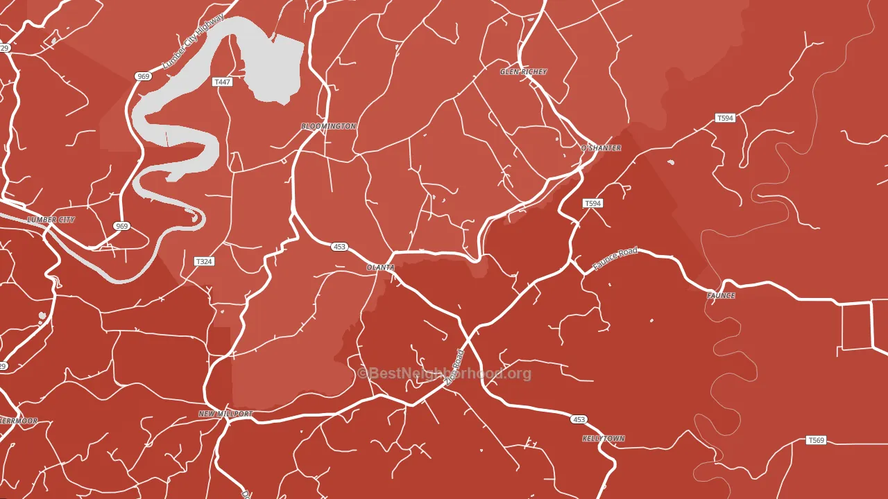 Olanta, PA block-group political-lean map
