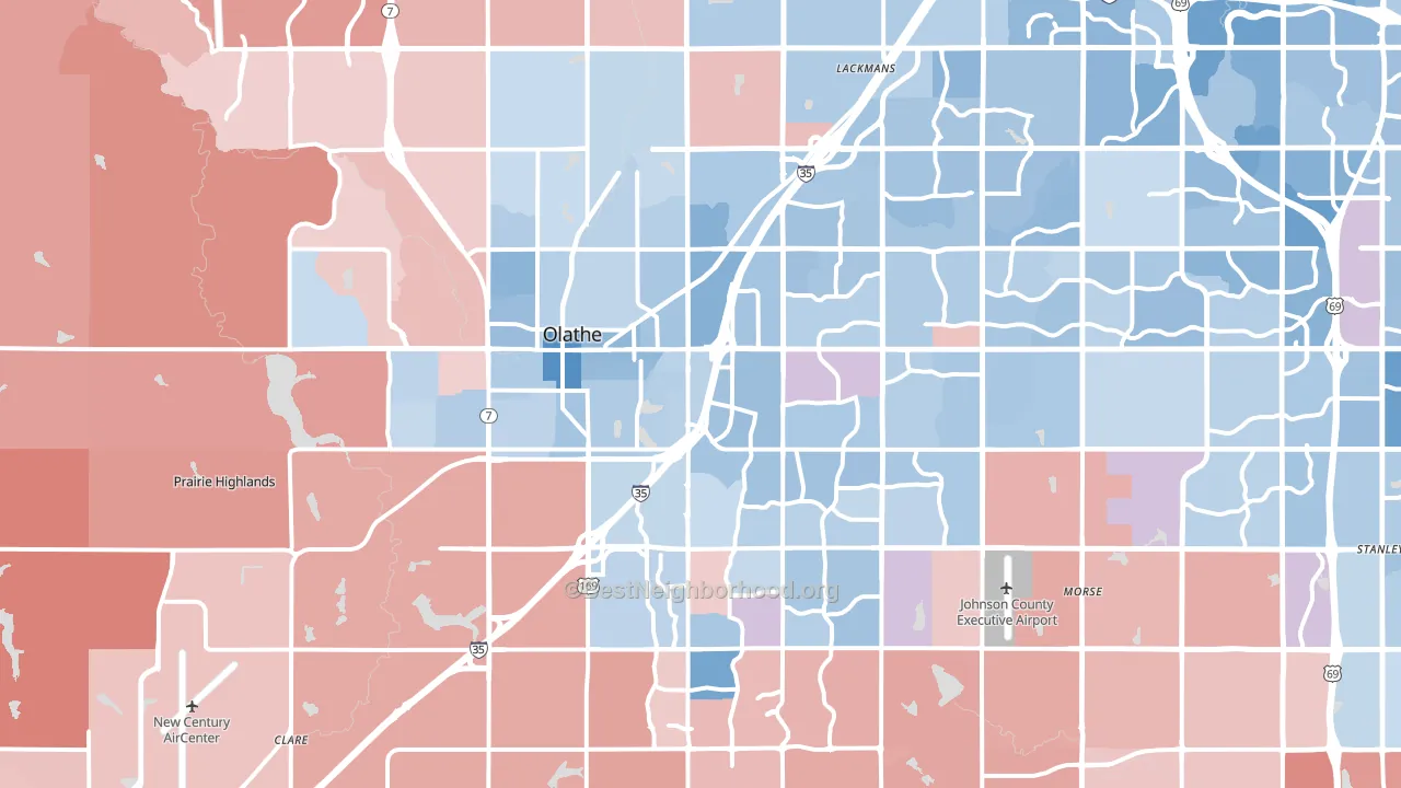 Olathe, KS block-group political-lean map