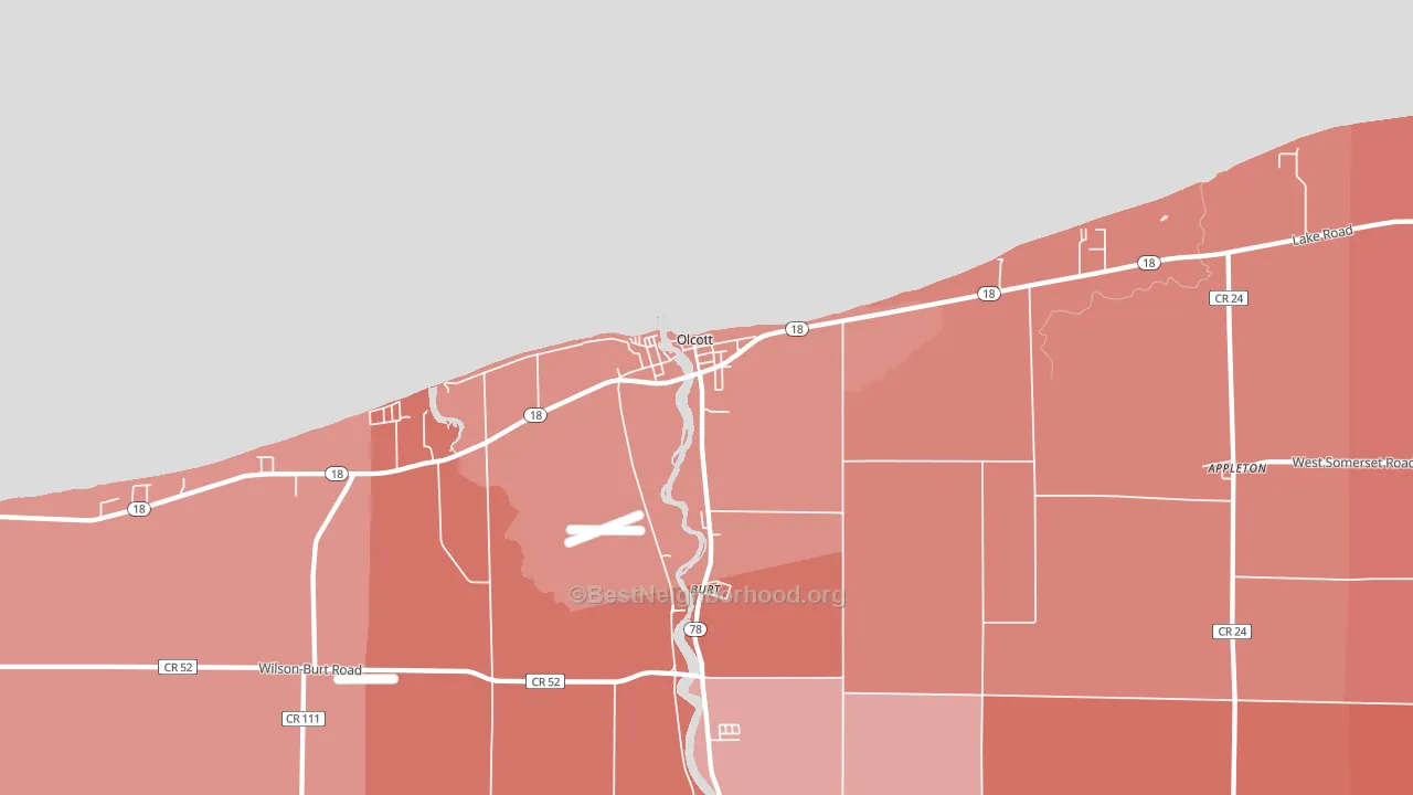 Olcott, NY block-group political-lean map