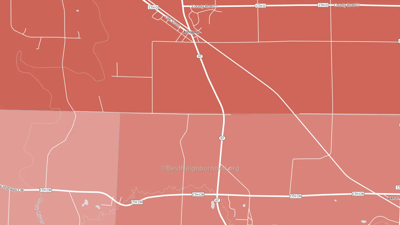 Old Ashippun, WI block-group political-lean map