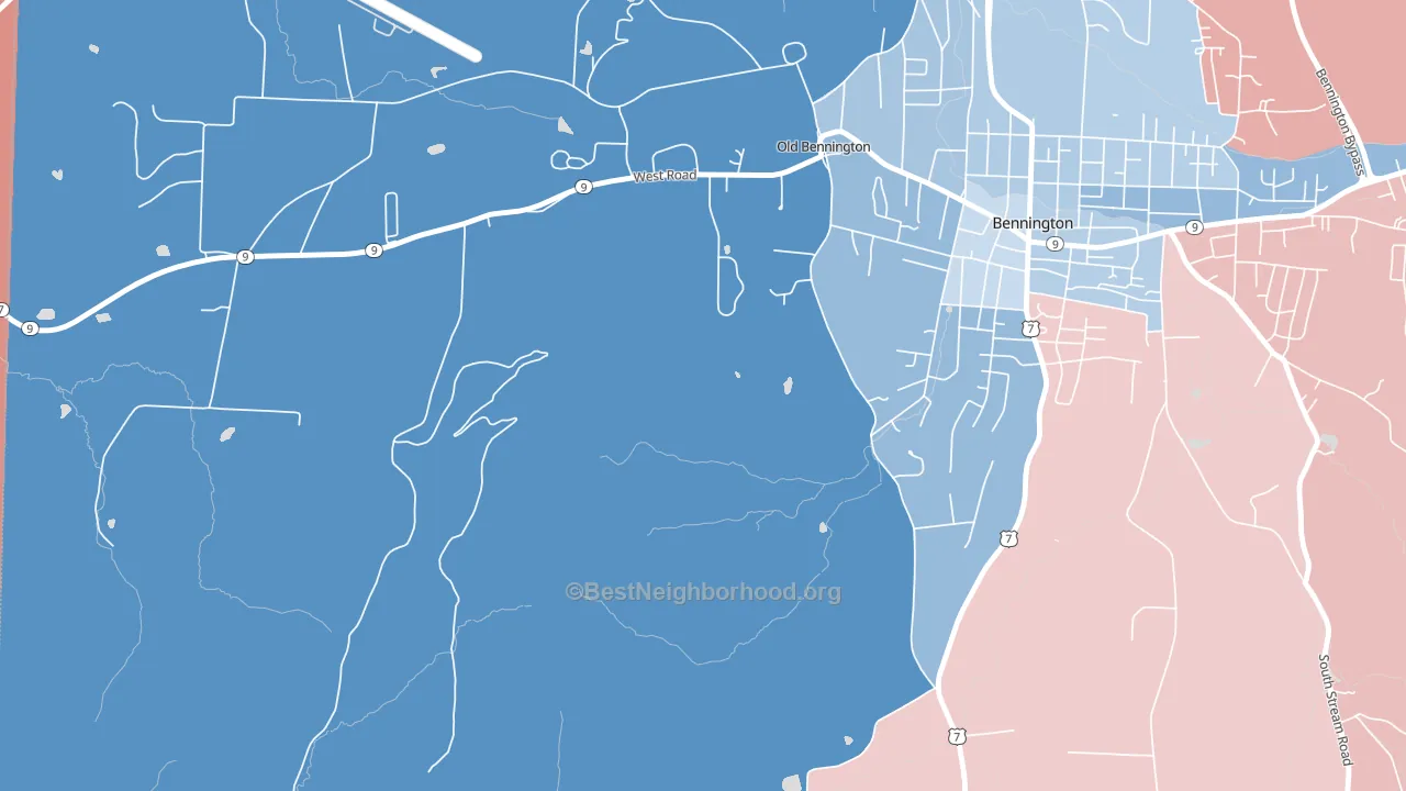 Old Bennington, VT block-group political-lean map