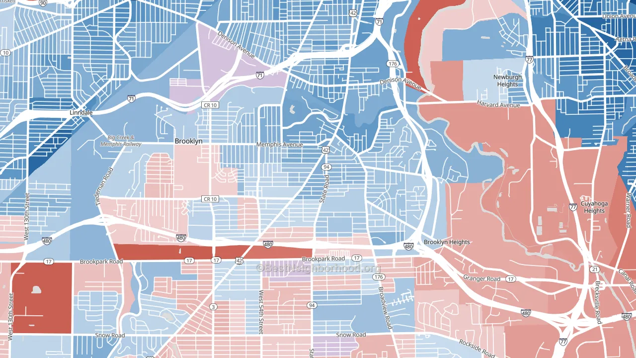 Old Brooklyn, Cleveland, OH block-group political-lean map