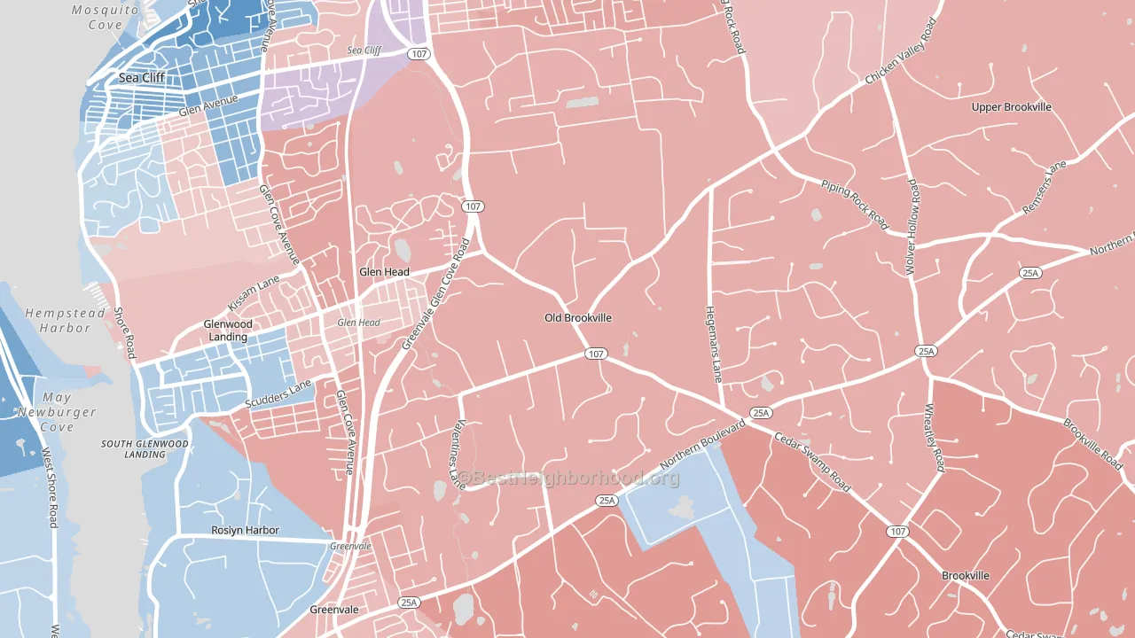 Old Brookville, NY block-group political-lean map