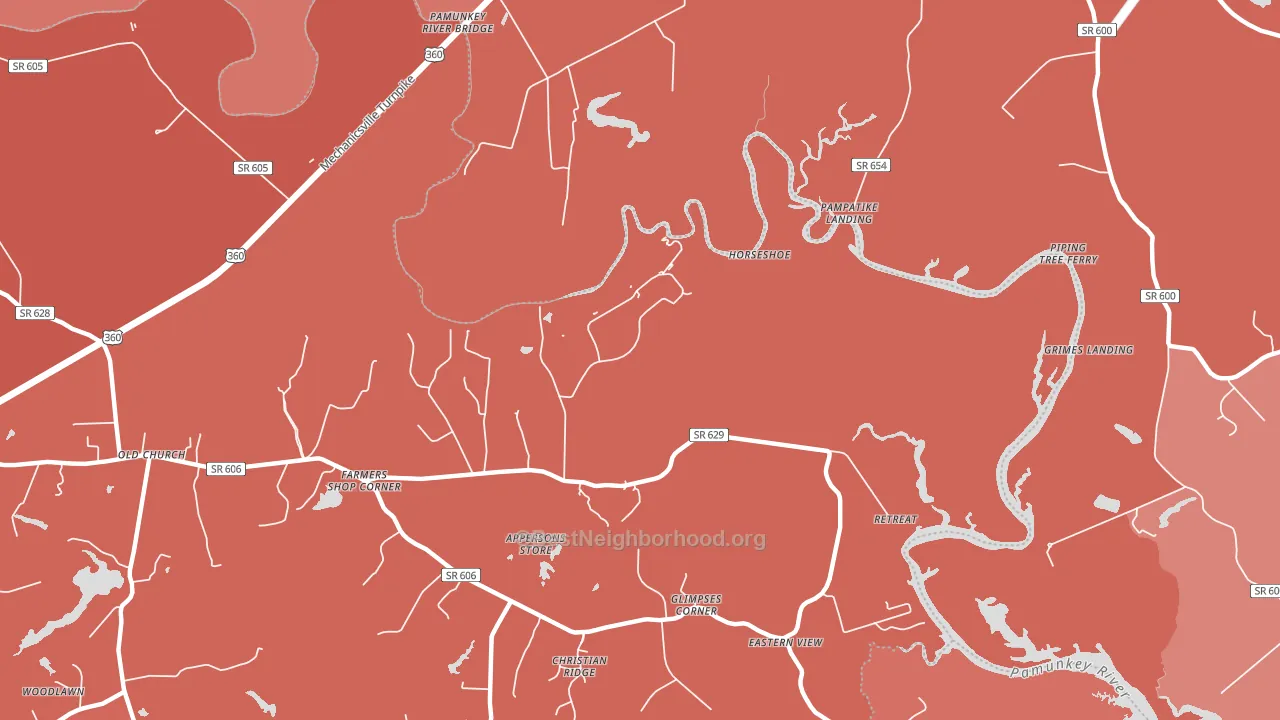 Old Church, VA block-group political-lean map