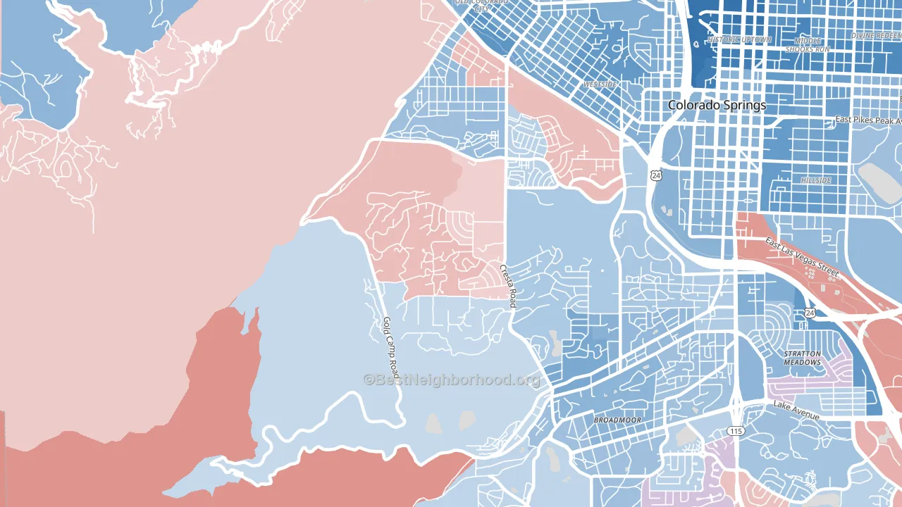 Old Colorado City, Colorado Springs, CO block-group political-lean map
