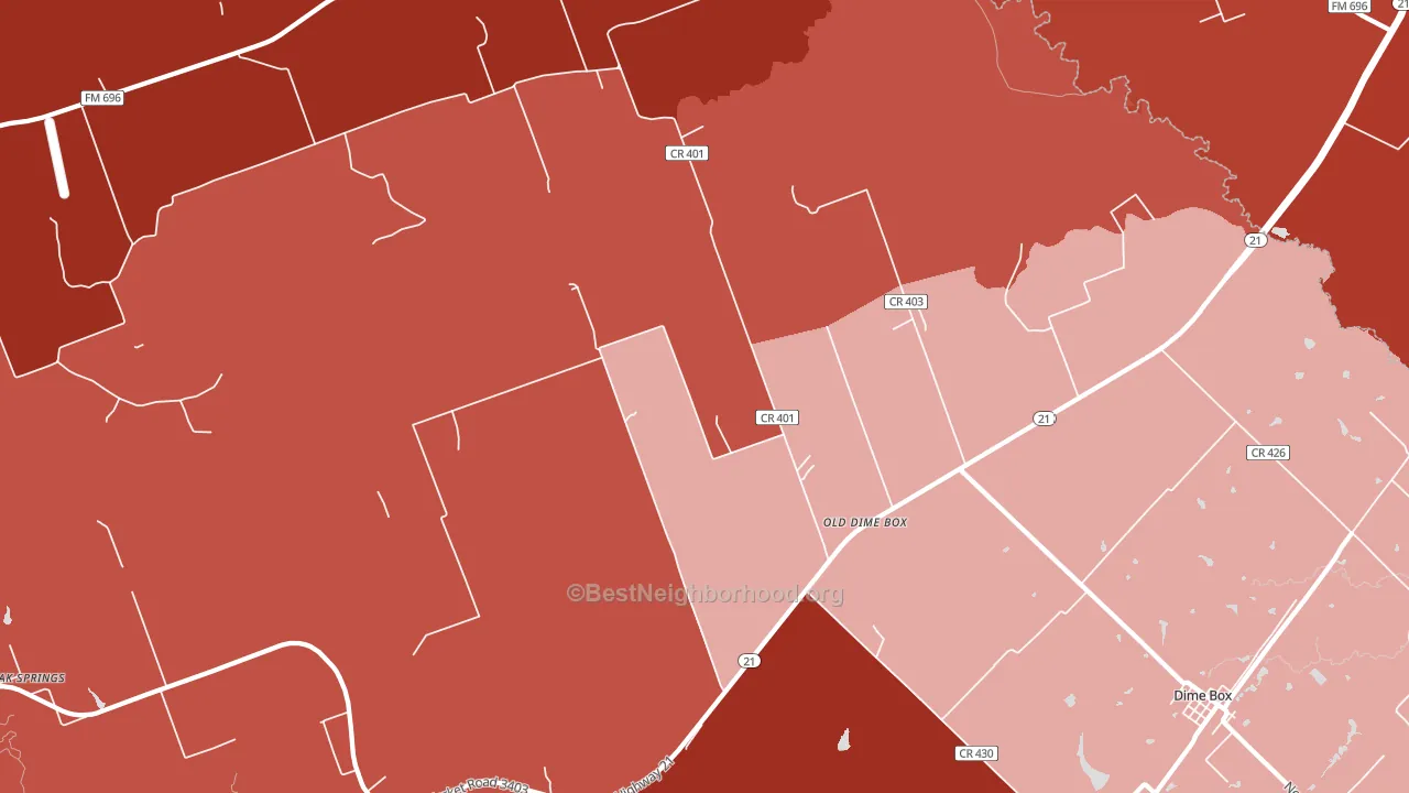 Old Dime Box, TX block-group political-lean map
