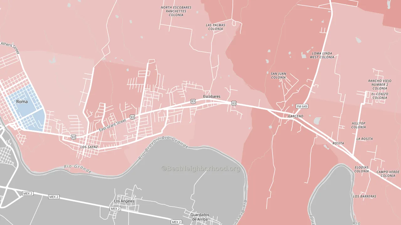 Old Escobares, TX block-group political-lean map