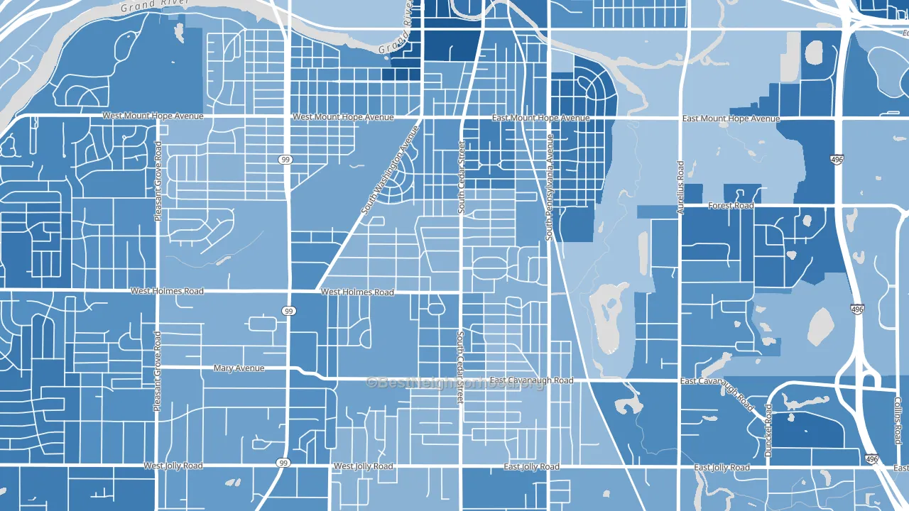 Old Everett, Lansing, MI block-group political-lean map