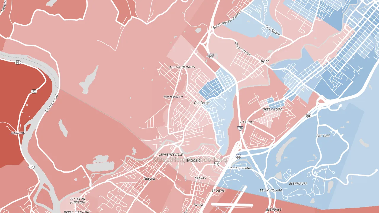 Old Forge, PA block-group political-lean map