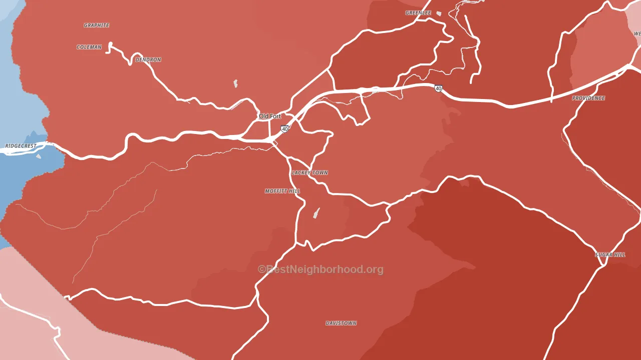 Old Fort, NC block-group political-lean map