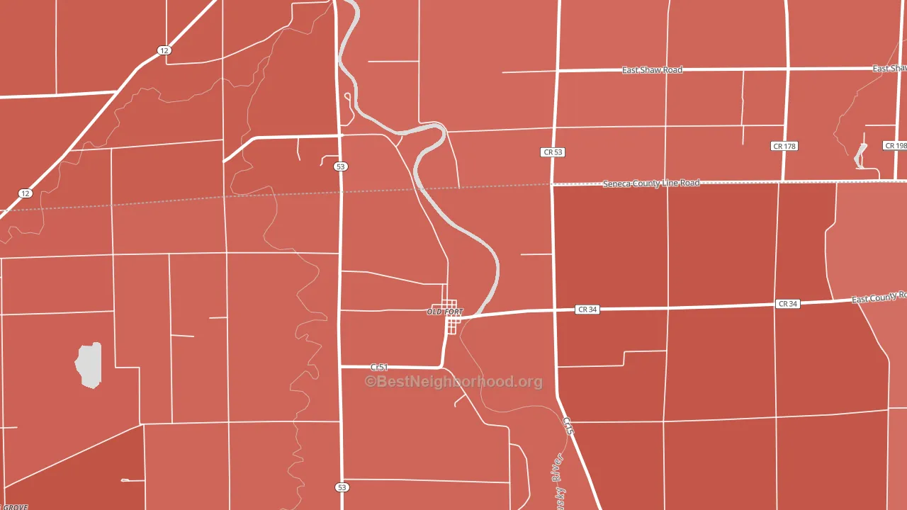 Old Fort, OH block-group political-lean map