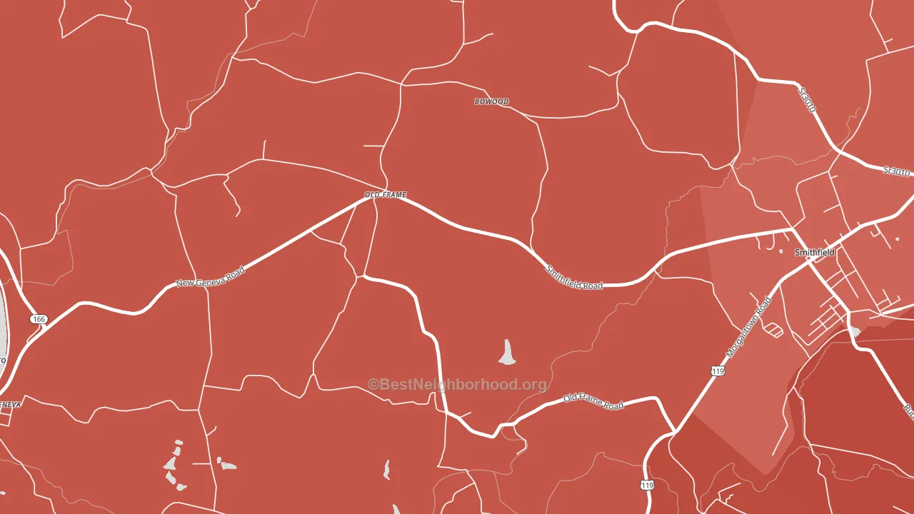 Old Frame, PA block-group political-lean map