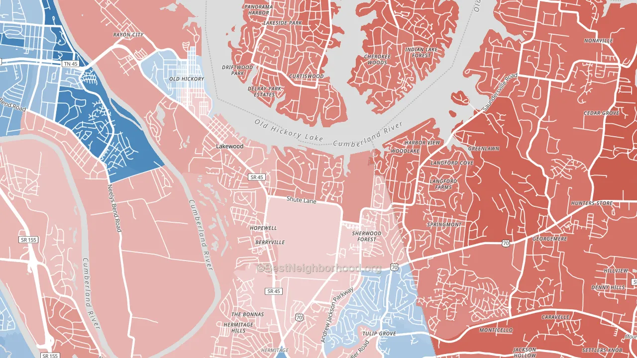 Old Hickory, TN block-group political-lean map