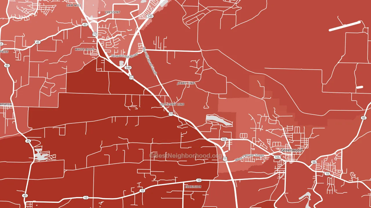 Old Jenny Lind, AR block-group political-lean map