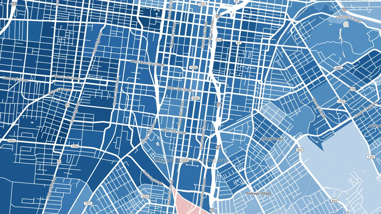 Old Louisville, Louisville, KY block-group political-lean map