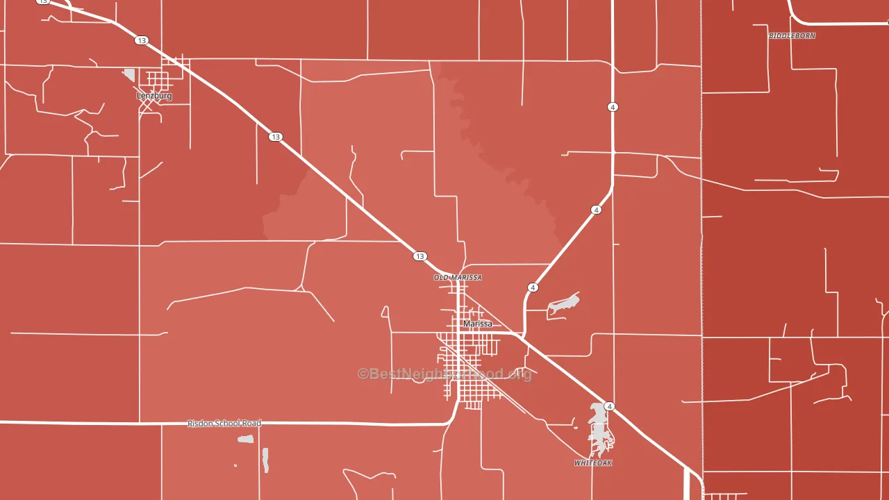 Old Marissa, IL block-group political-lean map