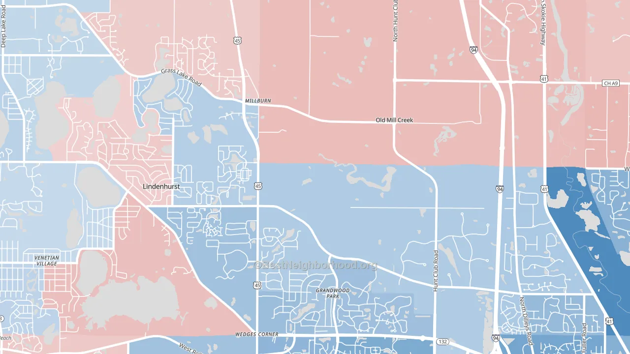 Old Mill Creek, IL block-group political-lean map