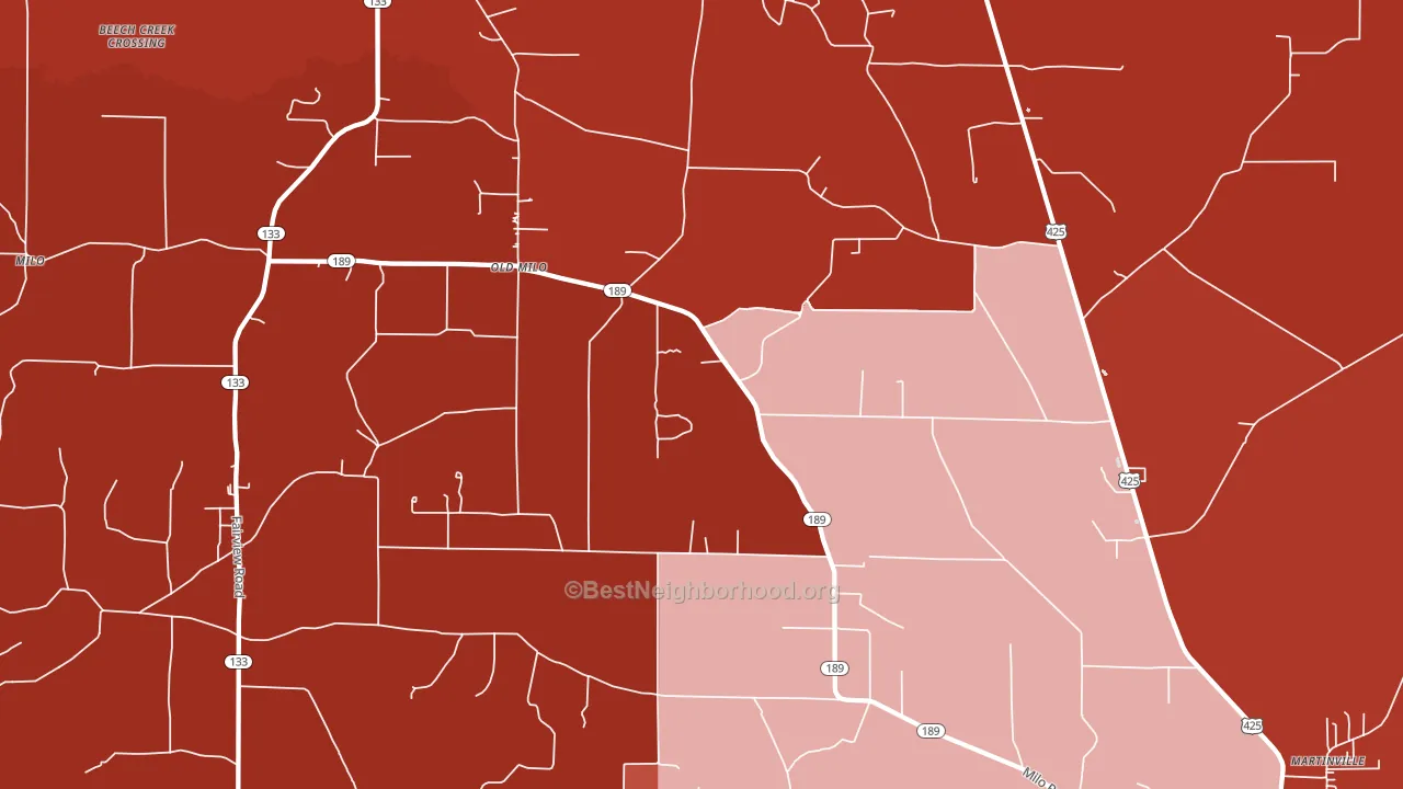 Old Milo, AR block-group political-lean map