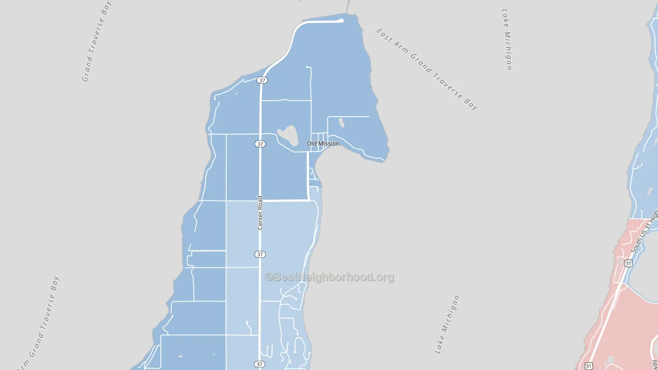 Old Mission, MI block-group political-lean map