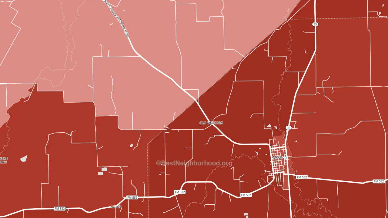 Old Moulton, TX block-group political-lean map