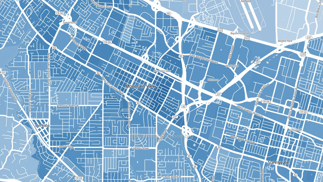 Old Mountain View, Mountain View, CA block-group political-lean map