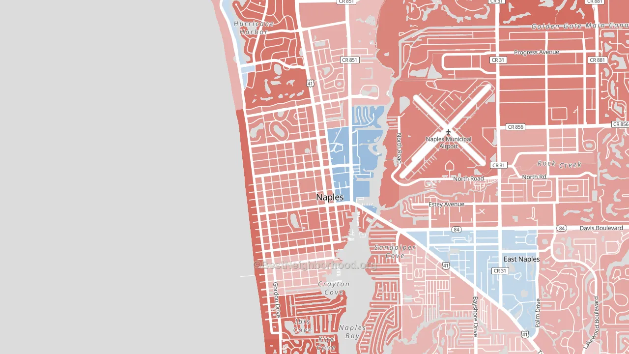 Old Naples, Naples, FL block-group political-lean map