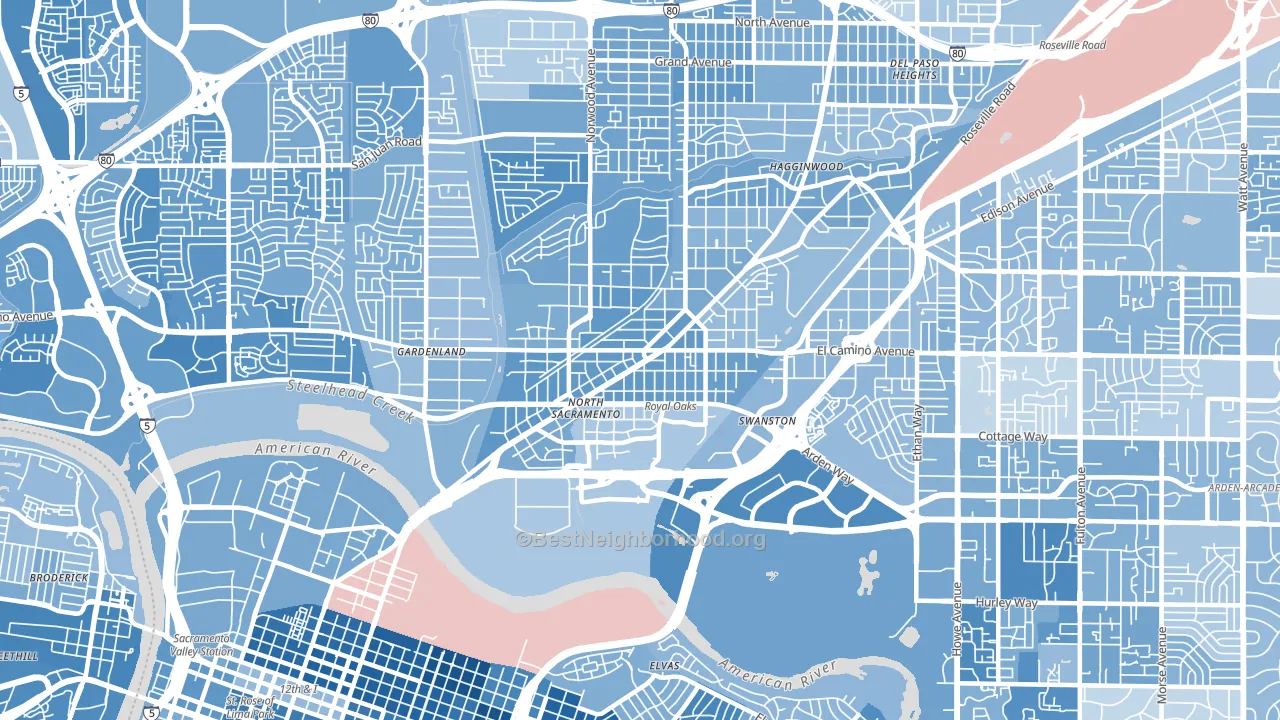 Old North Sacramento, Sacramento, CA block-group political-lean map