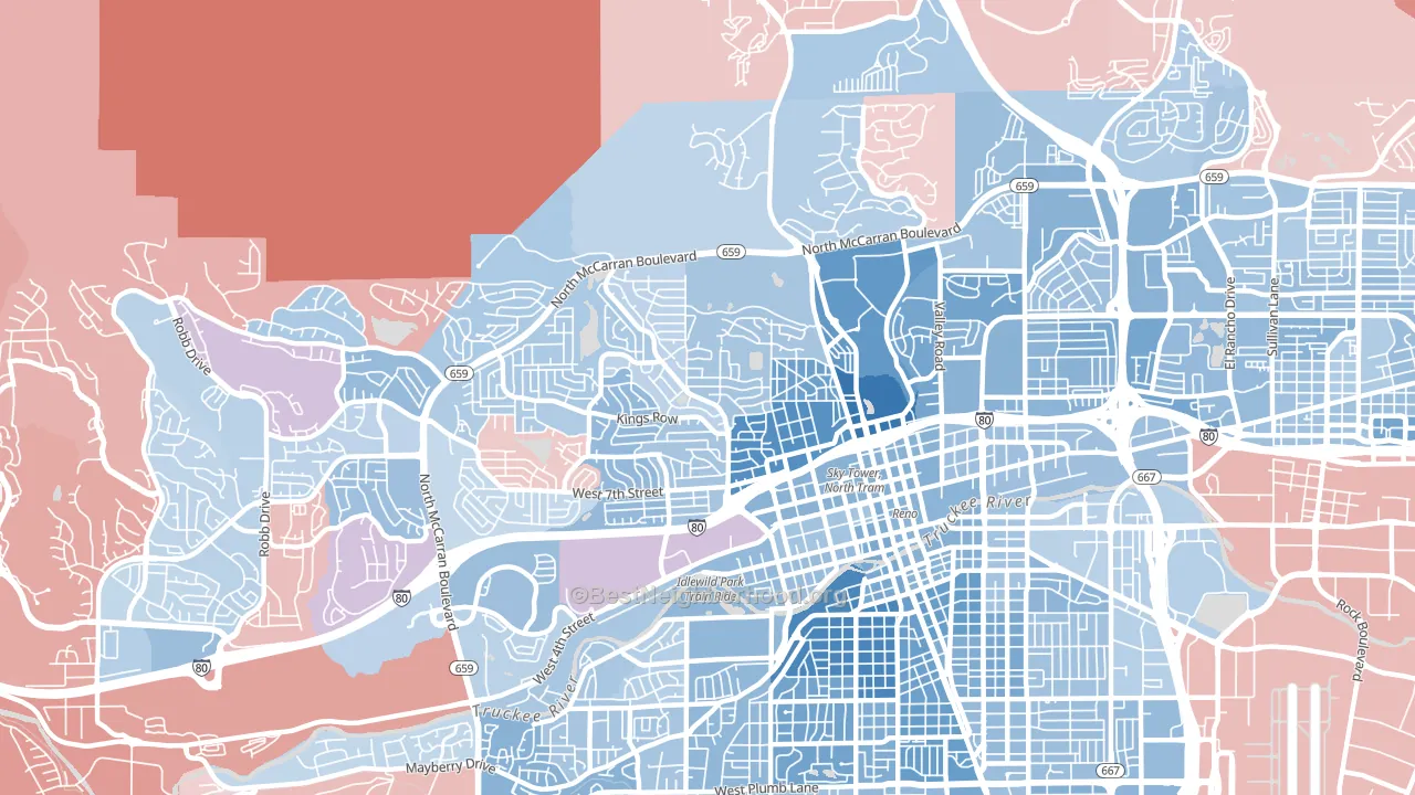Old Northwest-West University, Reno, NV block-group political-lean map
