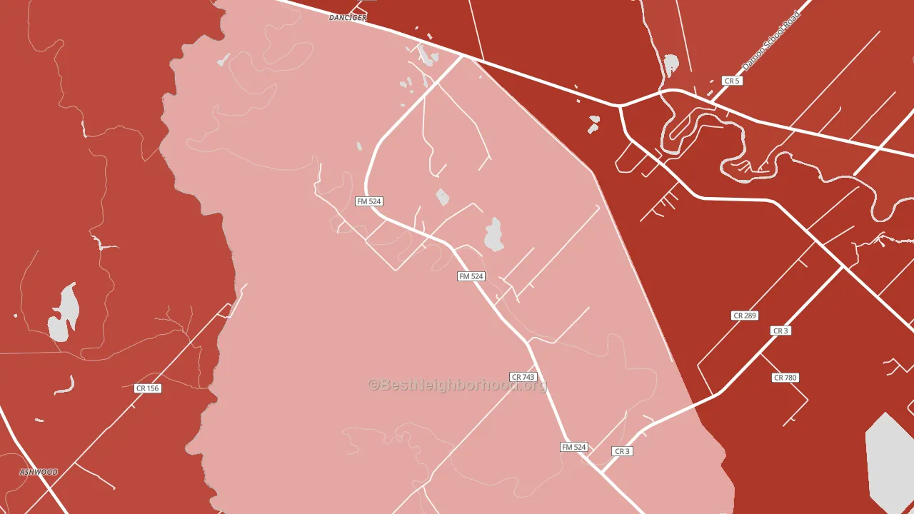 Old Ocean, TX block-group political-lean map