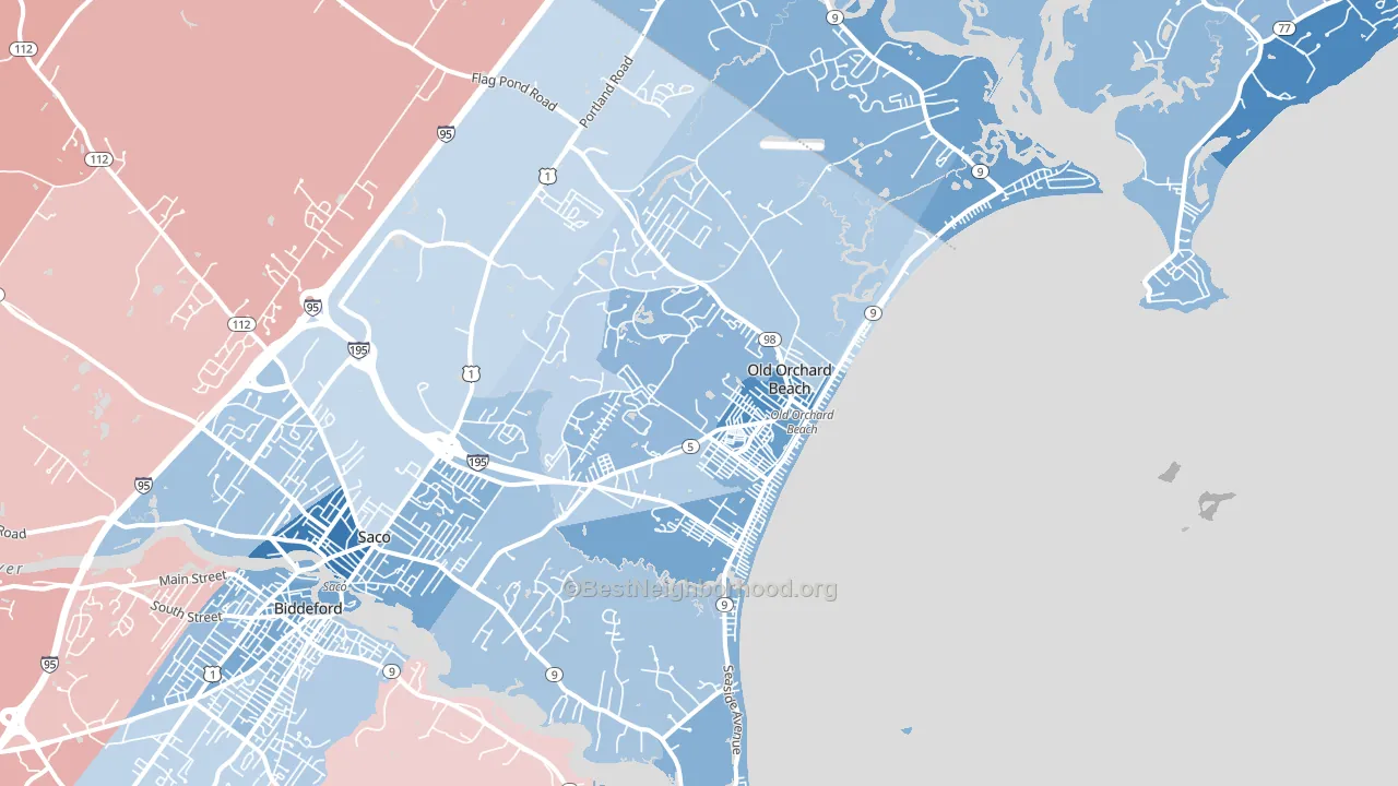 Old Orchard Beach, ME block-group political-lean map