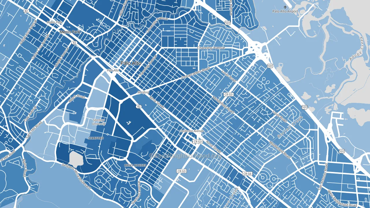 Old Palo Alto, Palo Alto, CA block-group political-lean map
