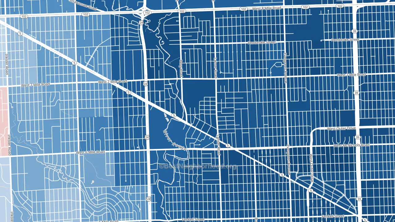 Old Redford, Detroit, MI block-group political-lean map