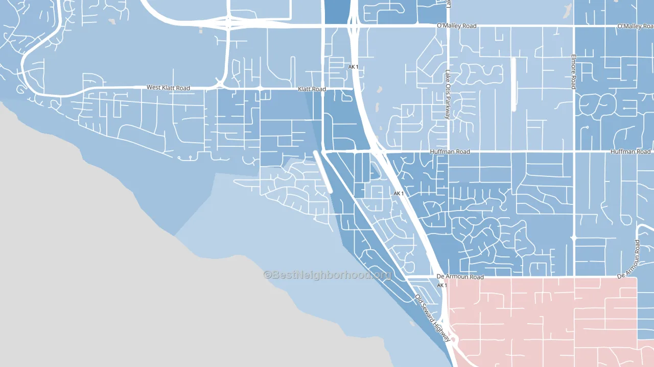Old Seward-Oceanview, Anchorage, AK block-group political-lean map