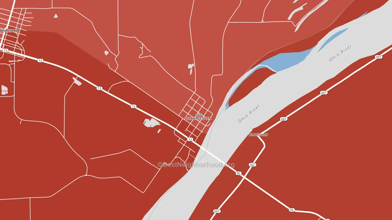 Old Shawneetown, IL block-group political-lean map