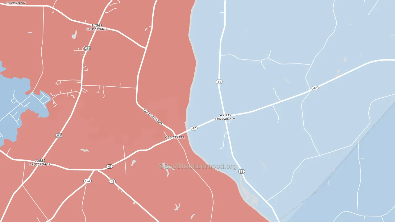 Old Sparta, NC block-group political-lean map