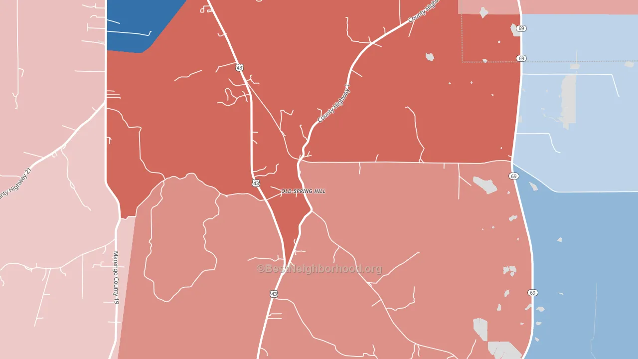 Old Spring Hill, AL block-group political-lean map